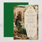 Invitation Célébration de bébé en kaftan vert royal (Devant / Derrière)