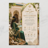 Invitation Célébration de bébé en kaftan vert royal (Devant)