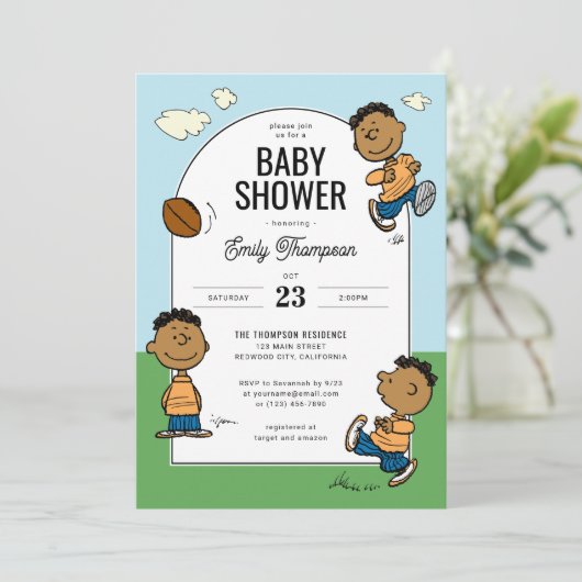 Invitation Célébration de bébé Franklin | Garçons Peanuts (Debout devant)