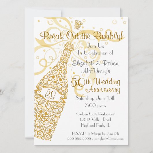 Invitation Célébration de Champagne 50 Années d'Or (Devant)