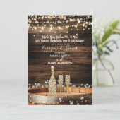 Invitation Célébration de Champagne avec fût en bois rustique (Debout devant)