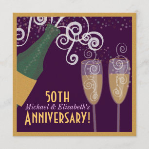 Invitation Célébration de champagne Bubbly Champagne Gold pou