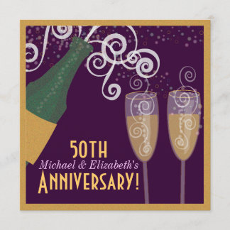 Invitation Célébration de champagne Bubbly Champagne Gold pou