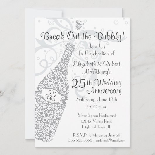 Invitation Célébration de Champagne de 25 Ans (Devant)
