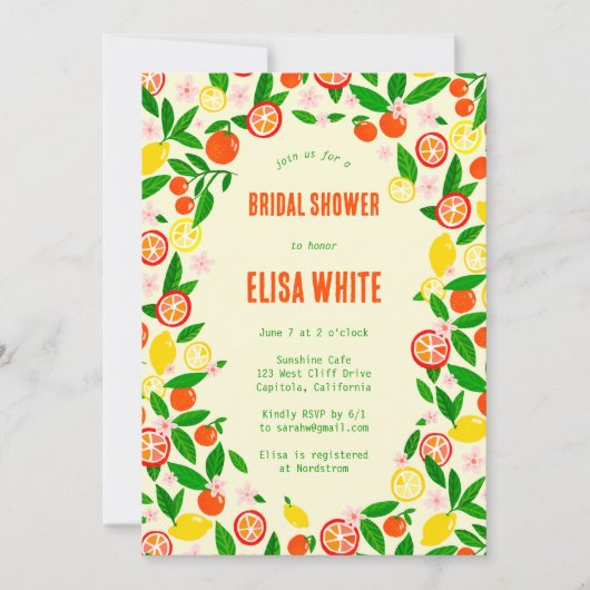 Invitation Célébration de Citrus CODE QR PERSONNALISÉ ÉTÉ MAR (Devant)
