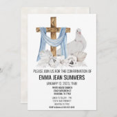 Invitation Célébration de confirmation Colombe en aquarelle C (Devant / Derrière)