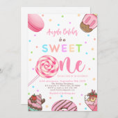 Invitation Célébration de crème douce Douce Un Anniversaire F (Devant / Derrière)