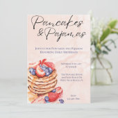 Invitation Célébration de crêpes à l'aquarelle et de pyjamas (Debout devant)