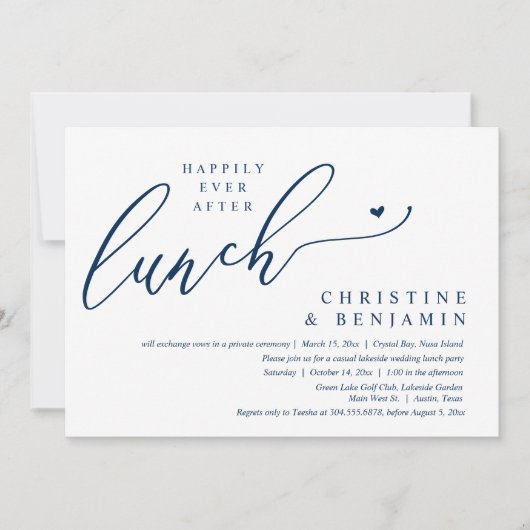 Invitation Célébration de déjeuner de mariage en fuite pour t (Devant)