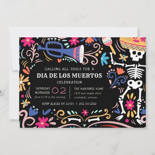 Invitation Célébration de Día de los Muertos (Devant)