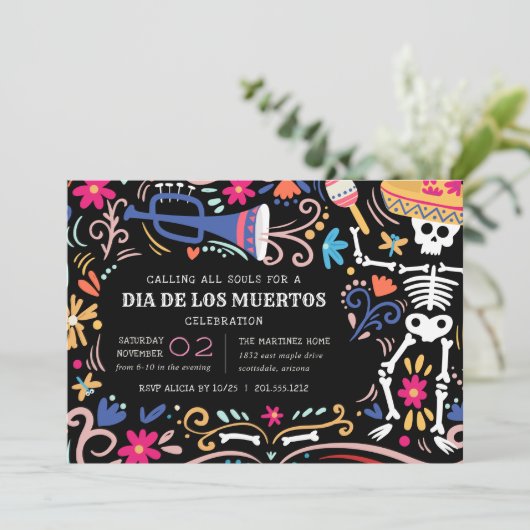 Invitation Célébration de Día de los Muertos (Debout devant)
