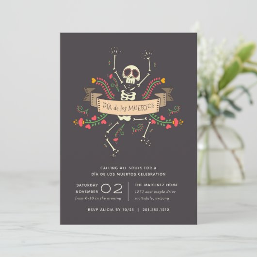 Invitation Célébration de Día de los Muertos (Debout devant)