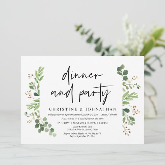 Invitation Célébration de dîner et de fête de mariage en fuit (Debout devant)