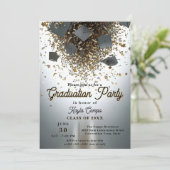 Invitation Célébration de diplôme avec Casquette & Confetti F (Debout devant)