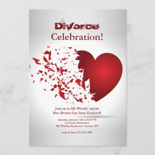 Invitation Célébration de divorce cœur brisé