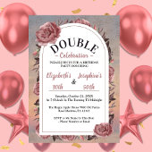 Invitation Célébration de double anniversaire floral 