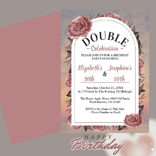 Invitation Célébration de double anniversaire floral