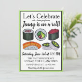 Invitation Célébration de félicitations pour un sushi roulé (Debout devant)