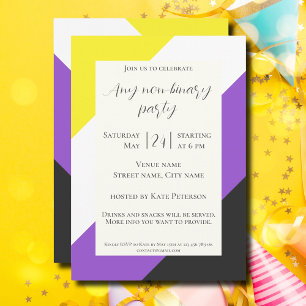 Invitation Célébration de fête avec drapeau non-binaire