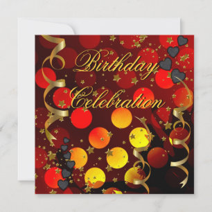 Invitation Célébration de fête d'anniversaire rétro rouge noi