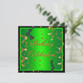 Invitation Célébration de fête d'anniversaire vert citron or (Debout devant)