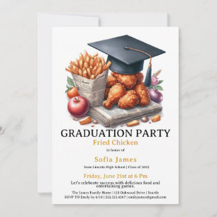 Invitation Célébration de fête de fin d'études au poulet frit
