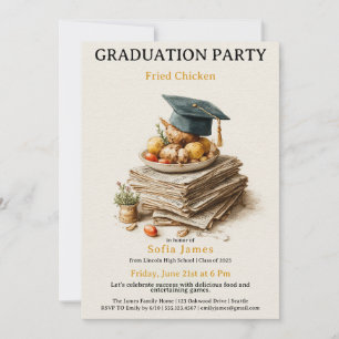 Invitation Célébration de fête de fin d'études au poulet frit
