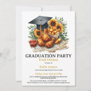 Invitation Célébration de fête de fin d'études au poulet frit