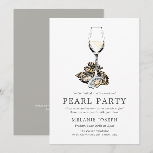 Invitation Célébration de fête de perle | Rayures grises (Devant / Derrière)