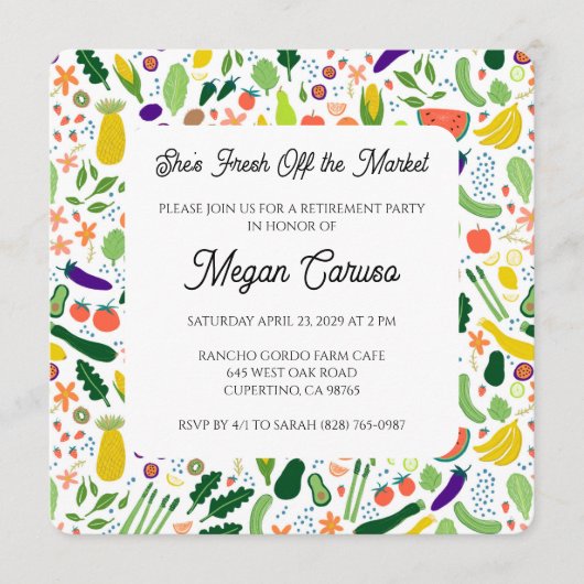 Invitation Célébration de fête de retraite FRAIS DU MARCHÉ (Devant)