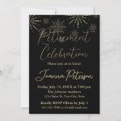 Invitation Célébration de fête de retraite noir et or (Devant)