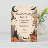Invitation Célébration de fête d'Halloween rétro boho (Debout devant)