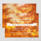 Invitation Célébration de fête du nouvel an à bokeh doré (Devant / Derrière)