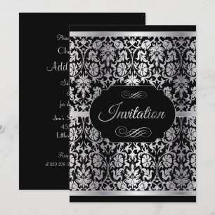 Invitation Célébration de fête élégante argent et noir