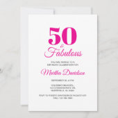 Invitation Célébration de fête rose chic 50 ans et fabuleuse (Devant)