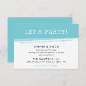 Invitation CÉLÉBRATION DE FÊTE simple moderne bleu turquoise (Devant / Derrière)