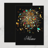 Invitation Célébration de feux d'artifice et de confettis dor (Devant / Derrière)