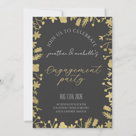 Invitation Célébration de fiançailles élégante à l'aquarelle  (Devant)