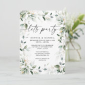 Invitation Célébration de fuite amoureuse avec aquarelle vert (Debout devant)