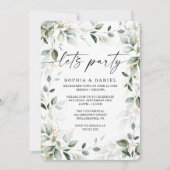 Invitation Célébration de fuite amoureuse avec aquarelle vert (Devant)