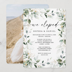 Invitation Célébration de fuite amoureuse avec aquarelle vert