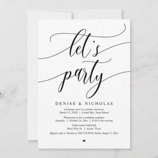 Invitation Célébration de fuite amoureuse de mariage, Faisons (Devant)