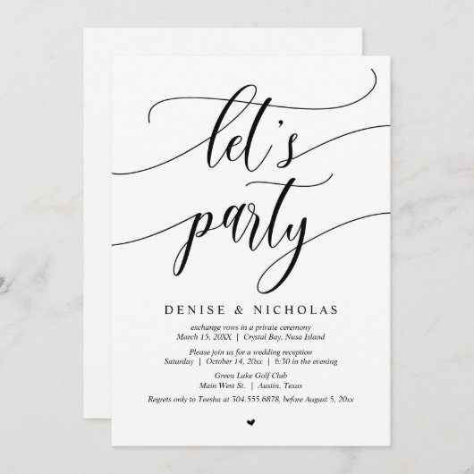 Invitation Célébration de fuite amoureuse de mariage, Faisons (Devant / Derrière)