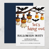 Invitation Célébration de Halloween Trendy Let's Hang Out (Devant / Derrière)