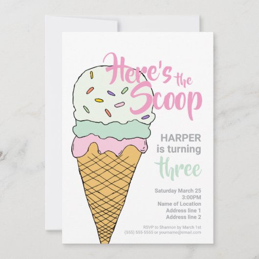 Invitation Célébration de la crème glacée Editable Ice Cream (Devant)