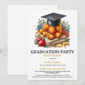 Invitation Célébration de la fête de fin d'études au poulet f (Devant / Derrière)
