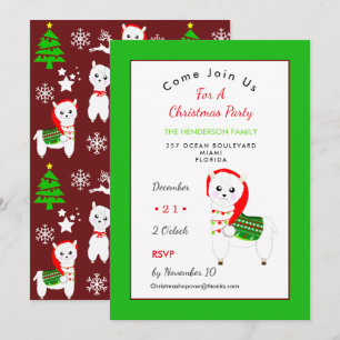 Invitation Célébration de la fête de Noël de Llama