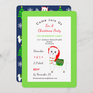 Invitation Célébration de la fête de Noël de Llama