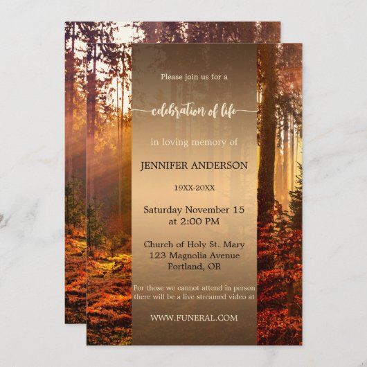 Invitation Célébration de la forêt automnale (Devant / Derrière)