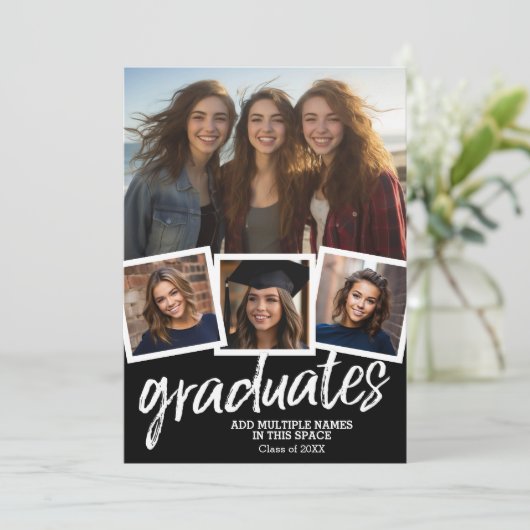 Invitation Célébration de la graduation de groupe - 4 photos (Debout devant)